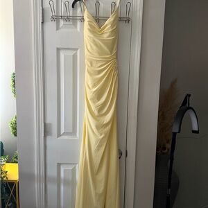Yellow Cowl-Neck Maxi Dress with slit from dillards prom